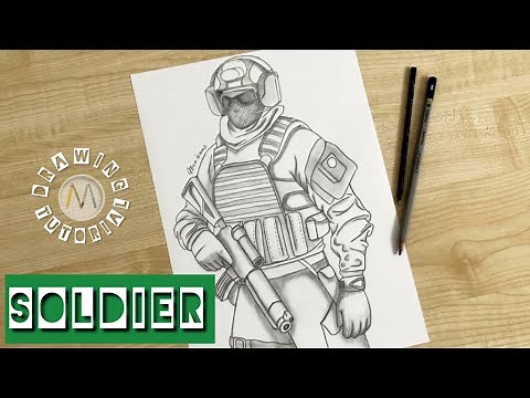How to draw a Soldier holding a gun / Soldier drawing step by step