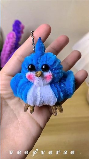 Handmade Blue Pipe Cleaner Bird