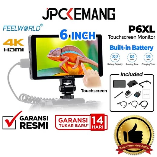 Promo Jpc Kemang Feelworld P6xl 6 Inch Built-in Battery 4k Hdmi Touchscreen Field Monitor External Camera Garansi Resmi Diskon 8% Di Seller Jpc Kemang Flagship Store - Jakarta Photography Centre - Kota Jakarta Selatan | Blibli