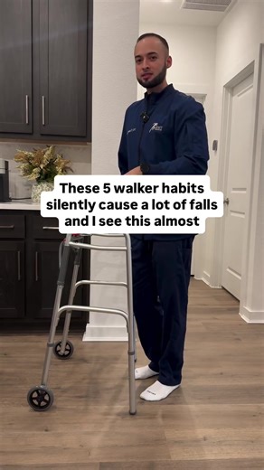 Most walker falls don’t happen by accident. 🙅🏻‍♂️❌ They happen because of habits that go unnoticed. These are 5 actions I see almost every week that quietly put people at risk. Walkers don’t cause falls. Technique does. If you or someone you love uses a walker: 👉 save this 👉 share it with a caregiver or family member Small corrections can prevent serious injuries. #fallprevention #physicaltherapist #homehealthpt #physicaltherapy #seniorsafety