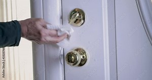 To disinfect door handles and knobs spray and/or wipe the door knobs.
