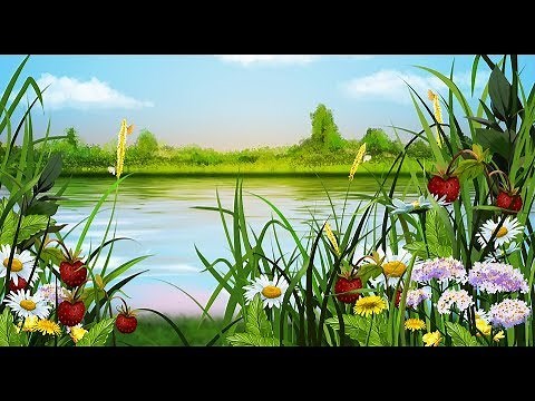 How to paint Spring Flowers Landscape with Acrylic paint for beginners