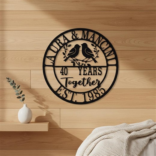 Personalized Anniversary Metal Sign, Custom Anniversary Gift, 40 Years Together Wall Art, Couple Gift, Unique Wedding Anniversary Gift - Etsy