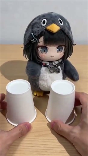 #gugugaga #chibi never missed! Cup Challenge 🥤🐧 #shorts #aivideo