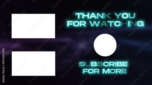 Youtube End Screen Template Neon Blue Outro Background