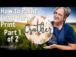 Paint a Long Horn Cow Print Background | Paint Straight Lines on Round Door Hangers