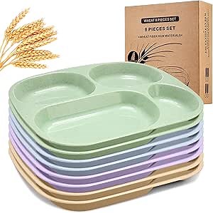 Vesici 8pcs Divided Plates, Purple, Blue, Green, Beige