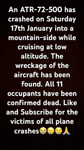 Very sad plane crash happened on Saturday 17th January…