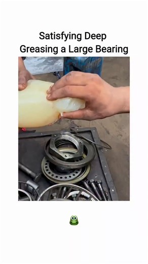 thememevenger on Instagram: "There is no substitute for doing it by hand! 🖐️🛠️ Watch the essential process of manually packing a large cylindrical roller bearing with high-temp grease. While automatic packers exist, many mechanics prefer the "palm method" for heavy-duty applications. This technique ensures that the lubricant is forced deep between the cage and the rollers, eliminating any air pockets or dry spots that could lead to premature failure. Whether it’s for a heavy truck axle or indu