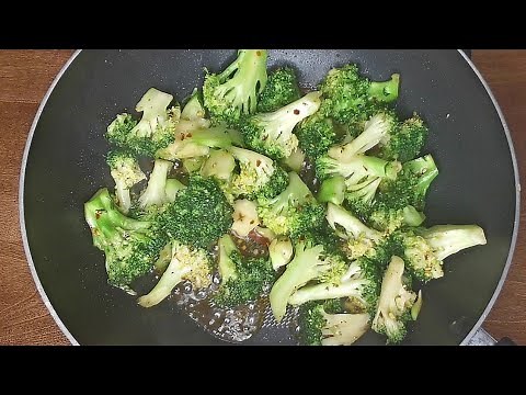 Quick and easy pan steamed broccoli with seasoning / How to steam broccoli without steamer