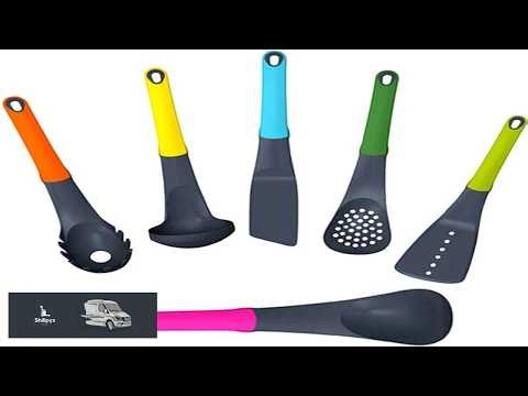 Kitchen Utensil Set Cooking Tools with Rotating Carousel Elevated Handles Gadget Set