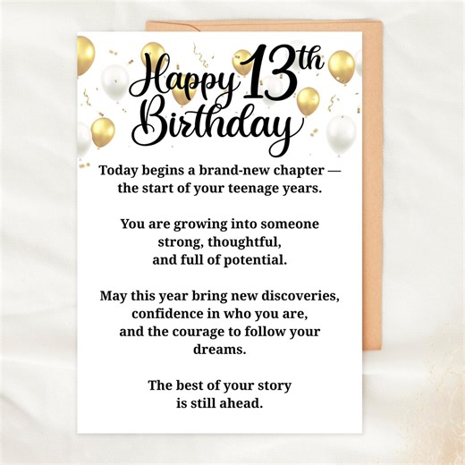 13th Birthday Card Printable, Happy 13th Birthday Card, Teen Birthday Card Instant Download, Thirteenth Birthday Card - Etsy