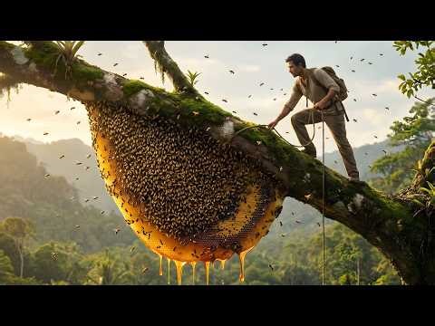 Crazy Honey Collection 😮 HUGE Beehive Full of Golden Honey! 🍯
