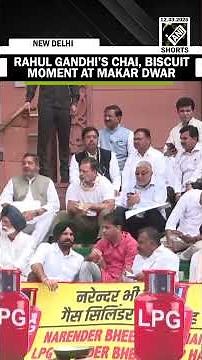 LoP Rahul Gandhi seen having Chai, biscuits as Oppn MPs stage protest at Parliament’s Makar Dwar