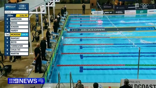 2.5K views · 14 reactions | Records tumbled on the opening night of the Australian Swimming Championships with Kaylee McKeown smashing the Australian record in the 200-metre individual medley. #9News | 9 News Gold Coast | Facebook