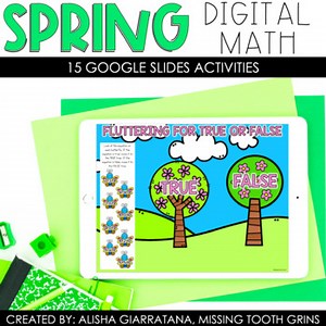 1st Grade Digital Math Centers | Spring Themed | Google Slides & Seesaw