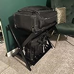 Smuxee Fully Assembled Honey Luggage Rack, Upgraded Bamboo Foldable Suitcase Stand with 5 Nylon Straps, Luggage Holder with Shelf for Guest Room Bedroom Hotel