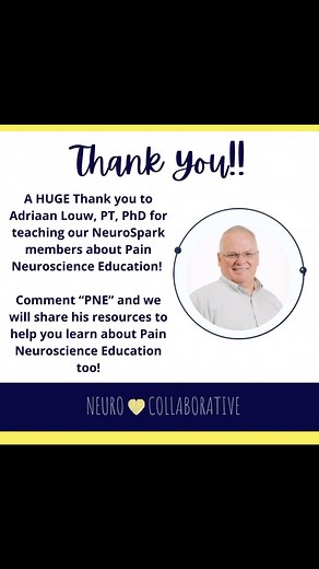 NeuroCollaborative on Instagram: "A HUGE Thank you to Adriaan Louw, PT, PhD for teaching our NeuroSpark members about Pain Neuroscience Education! We loved learning how powerful it can be to teach patients about the science behind their pain. Adriaan taught us that by using relatable analogies and stories that patients can calm fears, reduce catastrophizing, and be empowered to take an active role in their recovery. Simple language and a compassionate approach can go a long way in helping patien
