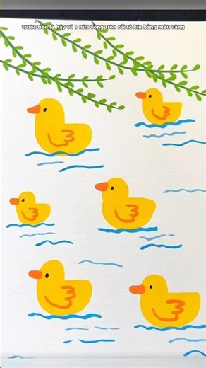 How to draw a flock of swimming ducks 🐣 #thienmink1 #artist #drawing #duck #vetranh #shorts