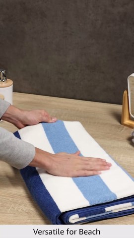 Amazon.com: Bornbay Cotton Oversized Beach Towel - Extra Large 40"X70" Plush Thick Pool Towel, XL Fluffy Blue Beach Towels Stripe Swimming Towel for Adults Mens Women (White Navy Blue) : Home & Kitchen