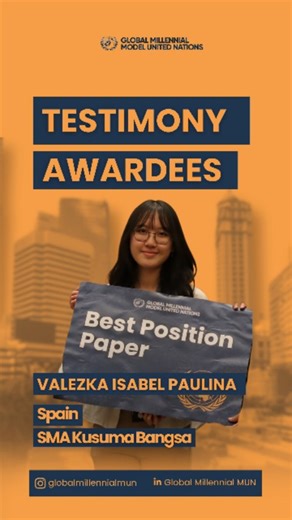 GM MUN - International MUN in Indonesia on Instagram: "Winning the Best Position Paper isn’t just about writing but it’s about research, perspective, and purpose. Let’s hear from our ECOSOC delegate who turned their vision into recognition at GM MUN 2025! 🌏💫 #GMMUN2025 #ECOSOC #ModelUN #BestPositionPaper"