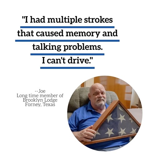 Your donation to the No Mason Left Behind Project 2026 helps provide Texas Masons like Joe and eligible loved ones with a safe home, delicious meals, fun activities, and more at Texas Masonic Retirement Community. Read Joe's full story or donate today at https://yourtmrc.org/donate/stories-of-hope-and-courage/joe/ | Texas Masonic Retirement Community