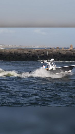 Sportsman hitting some rollers at Manasquan inlet #boats #waves #bigwaves #beach #boatday #fishing #reelsfb | Shore Boats