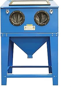 90 Gallon Abrasive Blast Cabinet Floor Sandblasting&Sandblaster Cabinet with Glass Viewing Windows/Blasting Gun kit/LED Light for Rust Grime Paint Removing
