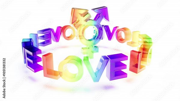 Rainbow glass text LOVE pride able to loop endless 4k