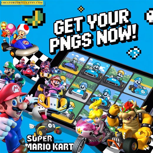 Mario Kart PNG Bundle: 70  Racing Clipart Files (digital Download - Etsy