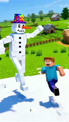 Mutant Snowman & Iron Golem Chasing Me While Dancing!? 😂❄️”