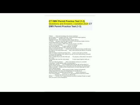 CT DMV Permit Practice Test 13 Questions and Answers Updated 2024 18