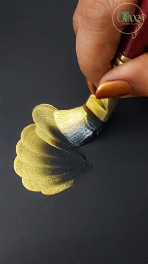 Satisfying Gold Leaf in ONE Stroke ✨🌿🎨🖌🤩 #shorts #painting