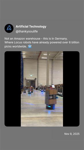 Artificial Technology on Instagram: "Meet Locus Robotics - its autonomous bots have surpassed 6 billion picks worldwide, with the last billion completed in just 24 weeks. At their flagship warehouse in Elsdorf, Germany, over 350 of these robots operate daily to keep fulfillment swift and seamless. This isn’t future tech-it’s today’s scalable automation. 📦🤖"