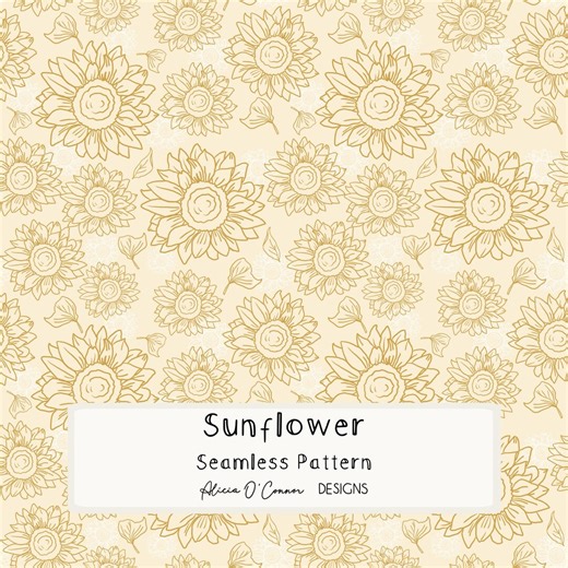 Sunflower Seamless Pattern | Digital Download | Surface Pattern Design | Hand Drawn - Etsy