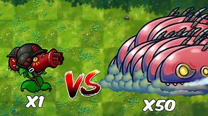 PVZ 1 Fusion Challenge - 1株融合植物加速射击对抗50只鲨鱼潜水僵尸 - 谁会获胜？