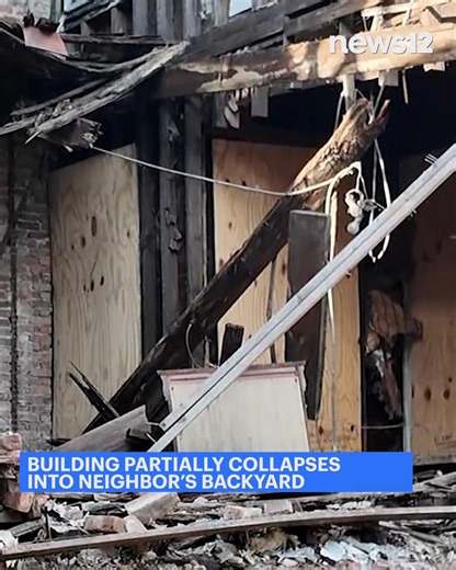 7.7K views · 37 reactions | NEWS 12 EXCLUSIVE: The entire wall of a deteriorating, vacant building partially collapsed into a neighbor's backyard in Hunts Point. Octavio Warnock-Graham told News 12 he's been scared to spend time in his backyard due to fears of the wall collapsing. - https://bit.ly/4iRnqmY | News 12 The Bronx | Facebook