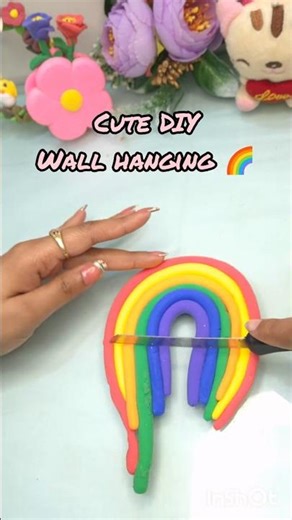 Cute rainbow wall hanging DIY 🌈✨handmade decor idea 💖 #diy #craft #art #shorts #trending #diycrafts