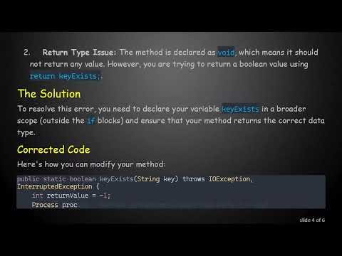 Resolving the keyExists cannot be resolved to a variable Error in Java