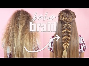 THE CUTEST BOHO BRAID | HALF UP HAIRSTYLES EASY TUTORIAL | Long, Medium Hair Beginners step by step