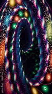 Mesmerizing spiral of vibrant colors merging seamlessly into a cosmic backdrop, evoking depth and wonder.