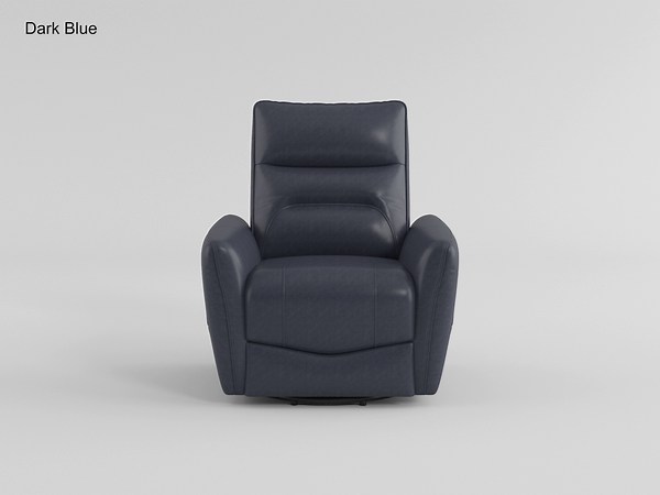 Lazzara Bradford Dark Blue Leather Manual Swivel Glider Recliner 9713DBU-1SW