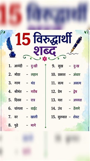 मराठी विरुद्धार्थी शब्द | विद्यार्थ्यांसाठी महत्त्वाचे | Marathi Grammar