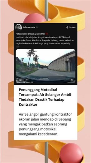 Kontraktor digantung akibat jalan mendap. #news #berita #AirSelangor #Sepang #JalanRosak