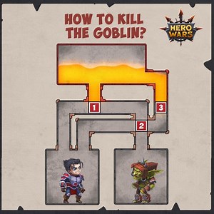 Solve the puzzle! Move the blocks to defeat the goblin and leave Galahad unharmed. Write in the comments where and in what order you need to move the blocks to get lava into the goblin's chamber! You should use all 3 blocks! If you send us a lot of correct answers, tomorrow everyone will receive a gift! See you in the game! ⚔️ http://bit.ly/2NwaHdZ ⚔️ | Hero Wars