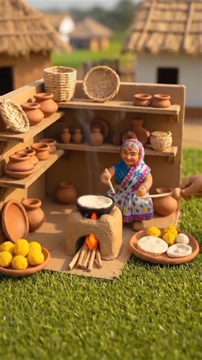 Miniature Village Kitchen 🔥 | Tiny Cooking Scene
