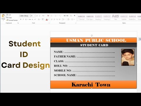 MS Word Main Student ID Card Design | School Card Banana Search (Easy Method)#school #card #A4Mentor