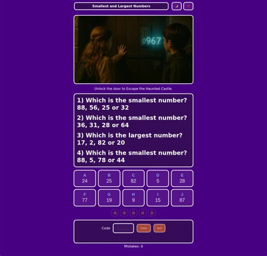 Smallest and Largest Numbers | Digital Math Escape Room Game