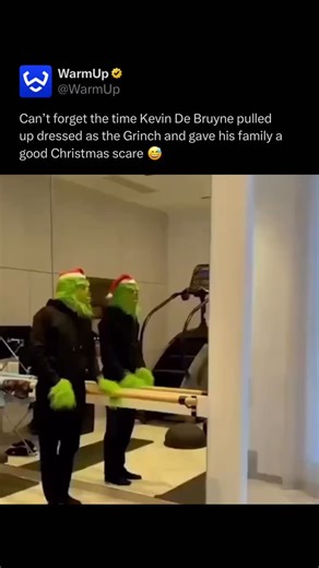 WarmUp on Instagram: "😂 Kevin De Bruyne showed off his playful side one Christmas when he dressed up as the Grinch and gave his family a hilarious surprise. The Belgian star went all out with the costume, from the green face paint to the mischievous grin, sneaking around the house to spread some chaos before revealing himself. His kids’ reactions were priceless, turning what could’ve been a calm holiday morning into a moment full of laughter and pure festive fun. (Via @kevindebruyne )"