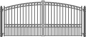 ALEKO 14x6 Paris Dual Swing Driveway Gate, Anti-Rust Galvanized Steel, Outdoor Fence Security Barrier - DG14PARD